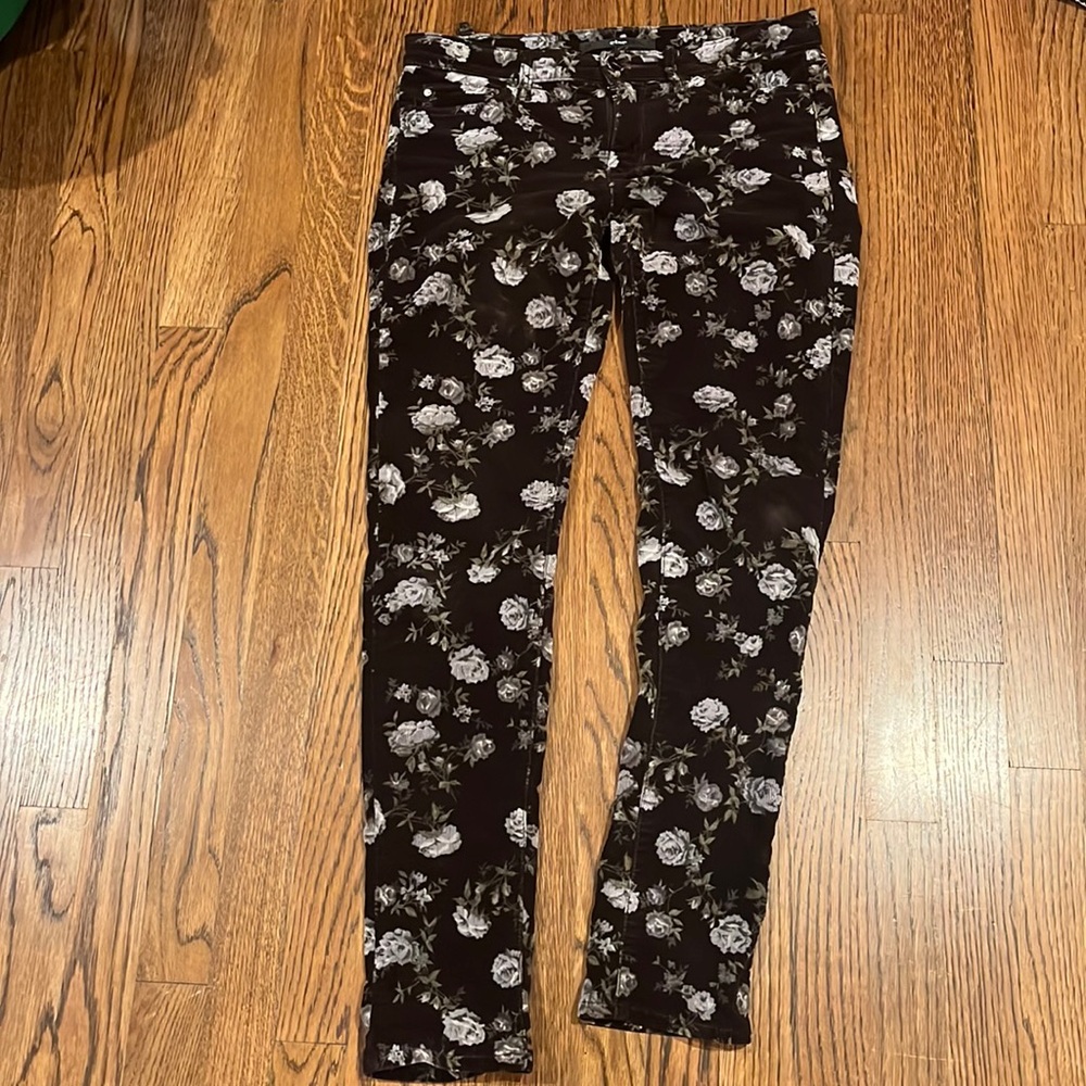 Floral corduroy pants waist 27 Else